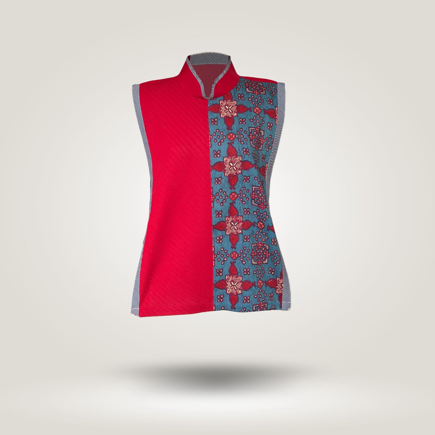 Blue-Red Batik Shibori Vest by NES