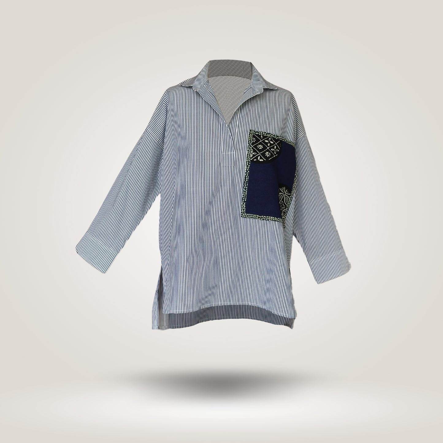 White-Blue Olive Blouse by NES (L-XL)