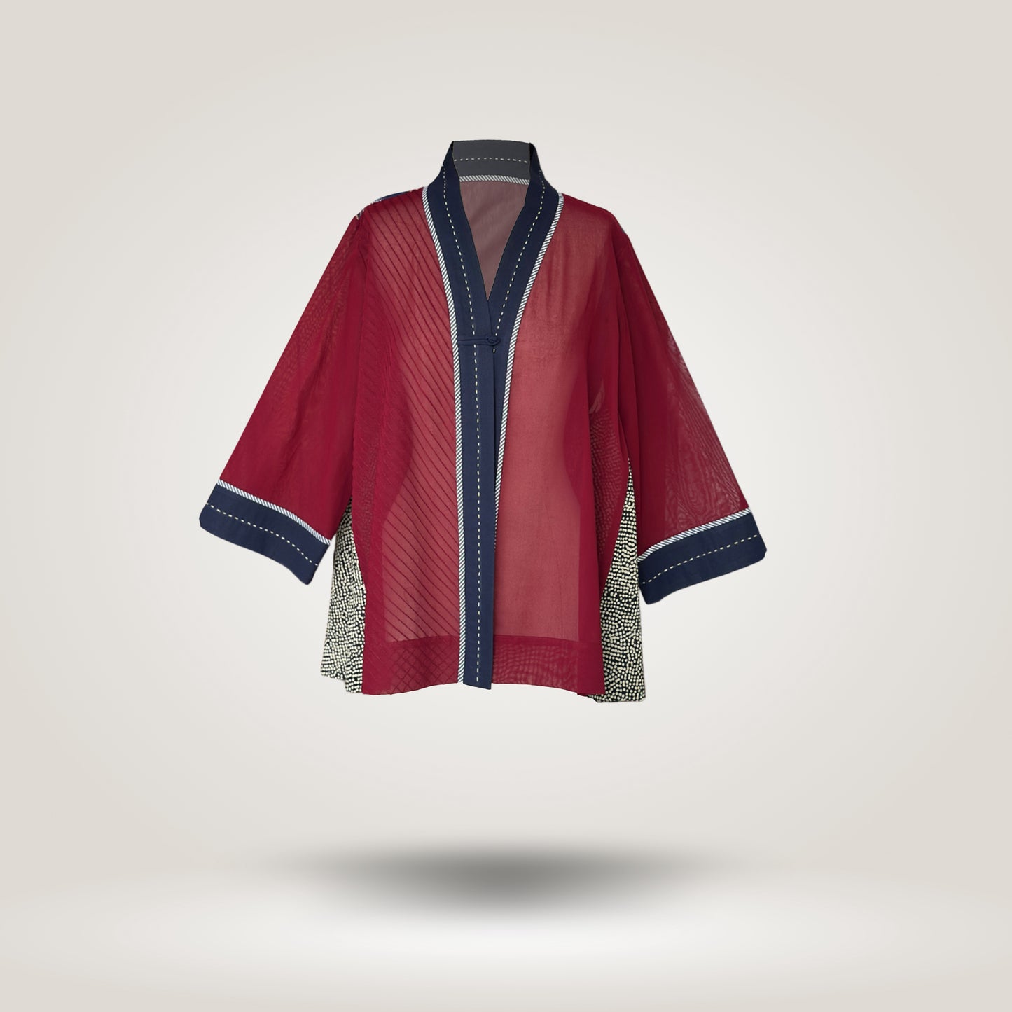 Maroon-Navy Kimoru Blouse by NES