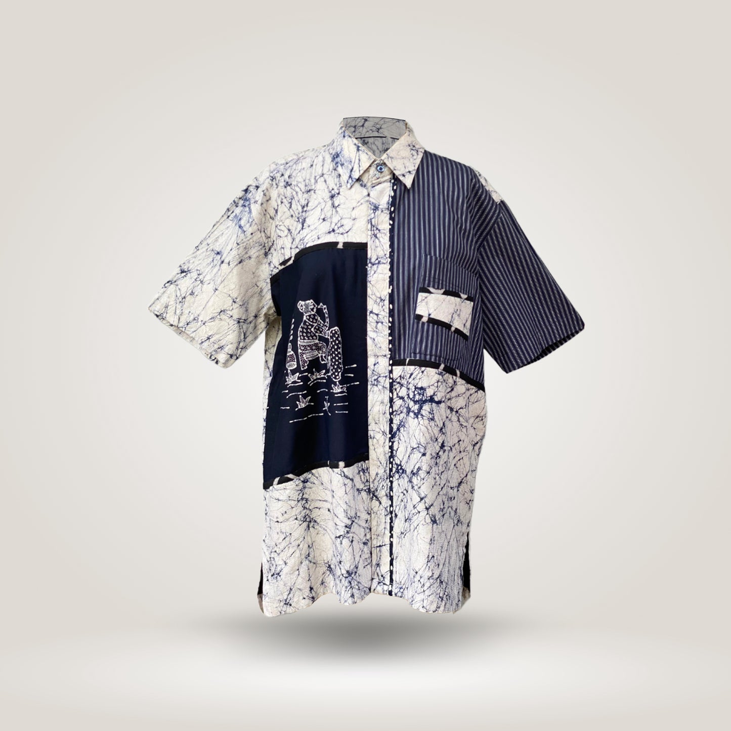 White Navy Bubi Shirt by NES
