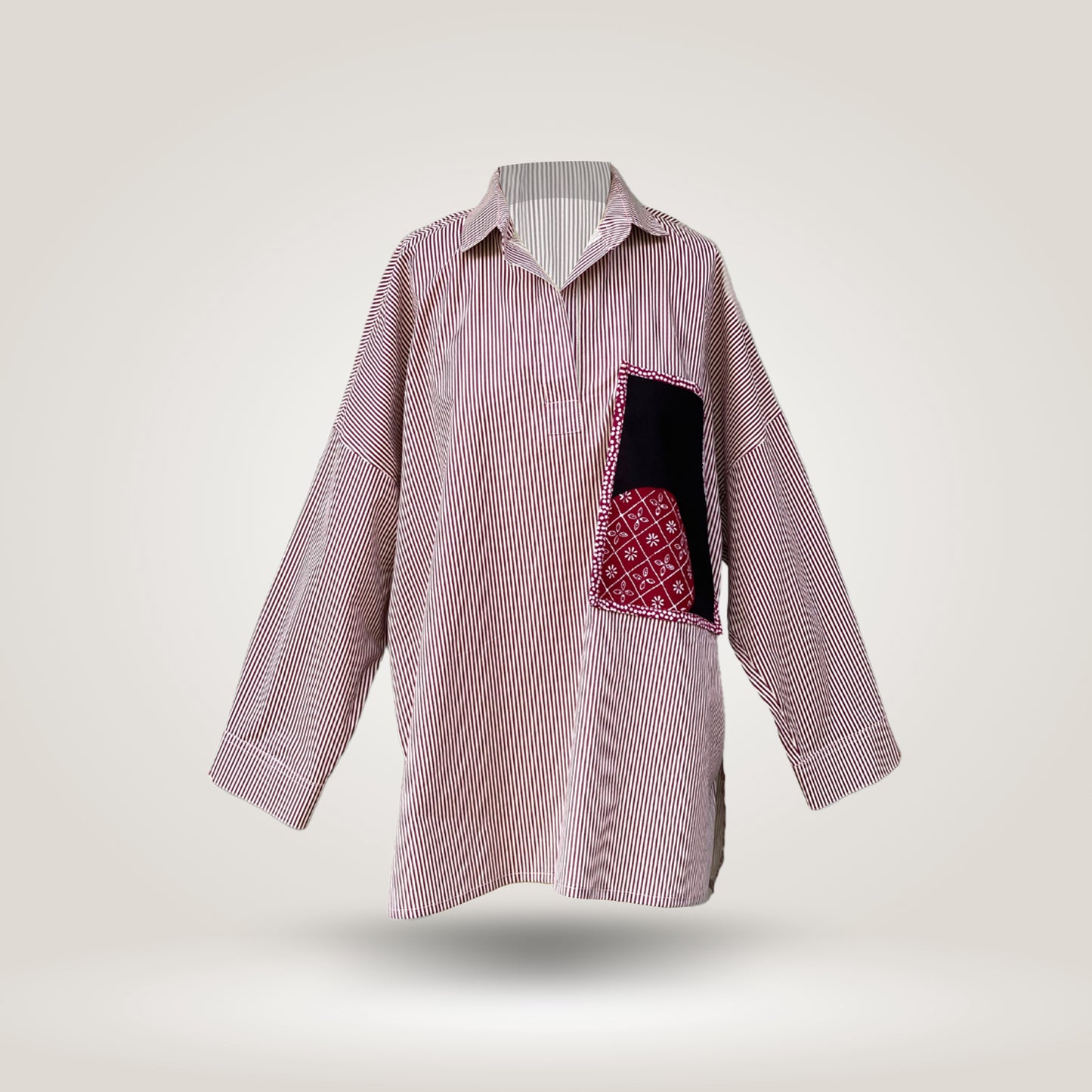White Maroon Olive Shirt by NES
