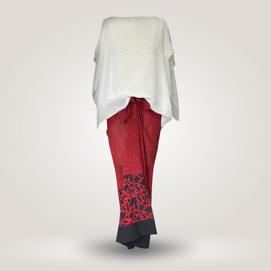 Red Batik Sarong with Chiffon Blouse by NES