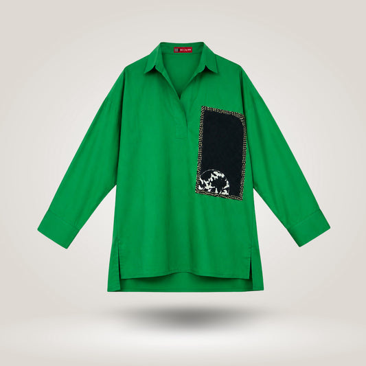 Emerald Green Olive Blouse by NES (L-XL)