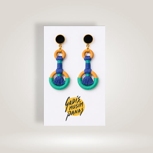 Blue Green Dangly Earrings by Gadis Musim Panas