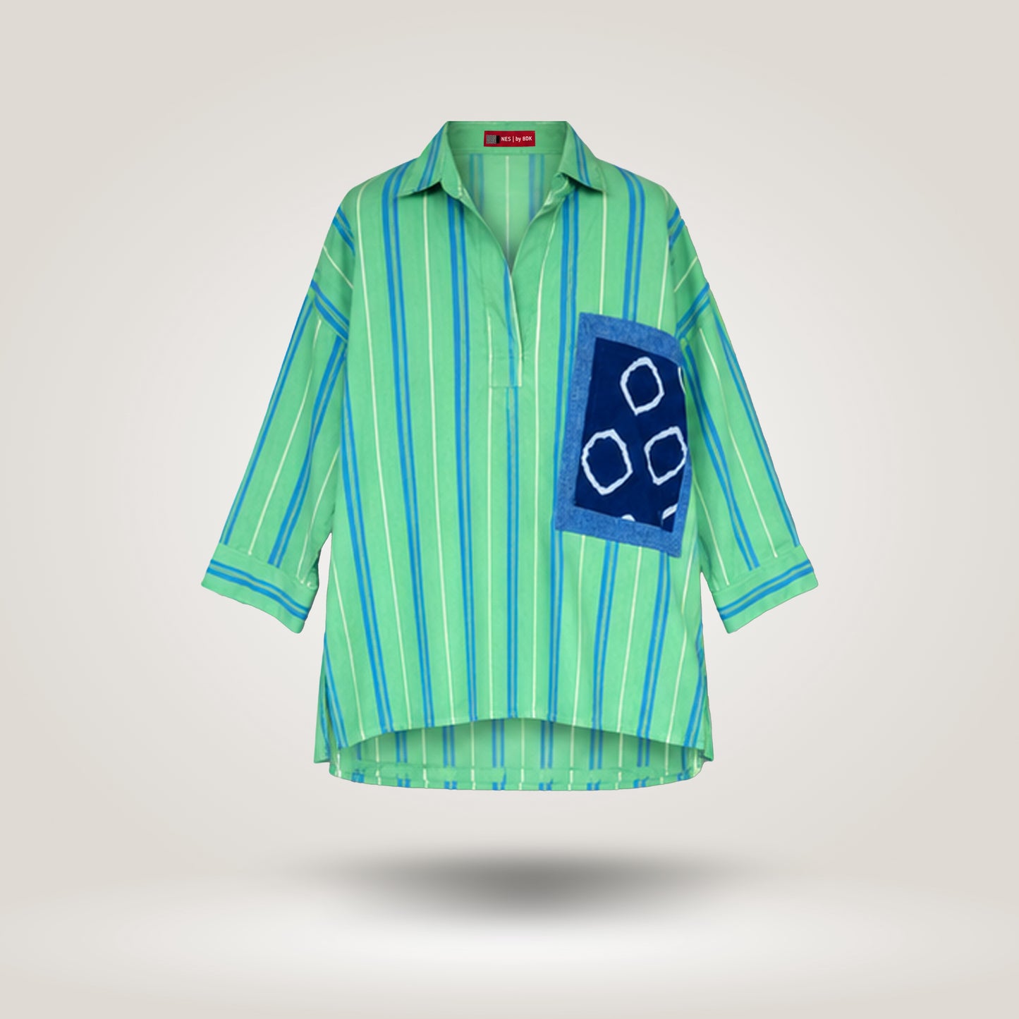 Green Blue Olive Blouse by NES (S-M)