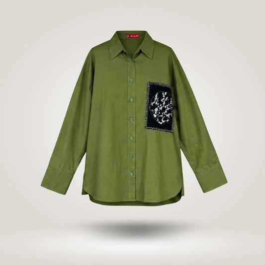 Moss Green Olive Blouse by NES