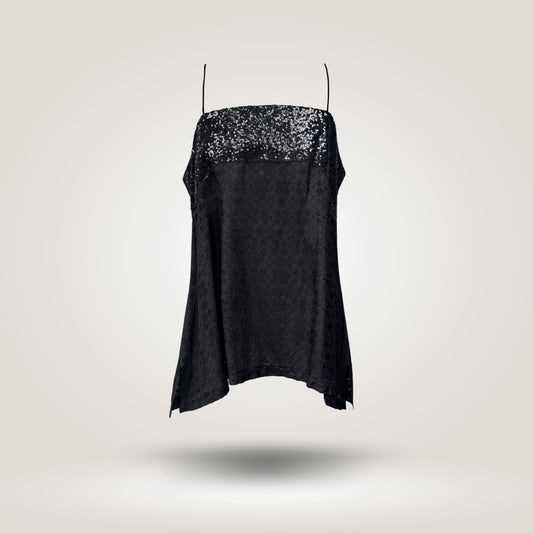 Short Black Embroidery Top by NES