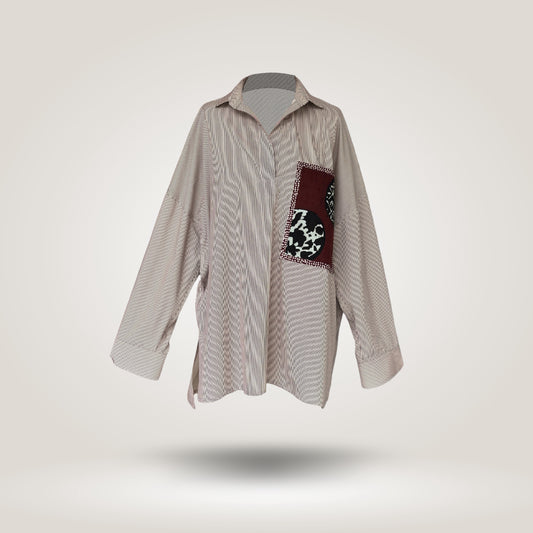 White-Maroon Olive Blouse by NES (S-M)
