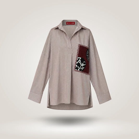 White Maroon Olive Blouse by NES (S-M)